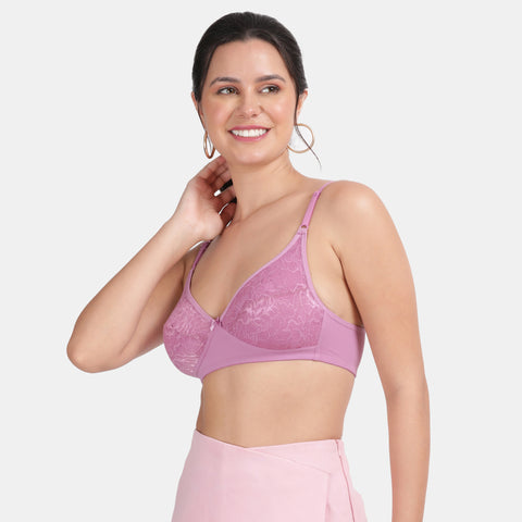 Envie Non-Padded Non-Wired 3/4th Coverage Lace Bra - NVB1133 (MD Purple)