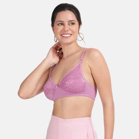 Envie Non-Padded Non-Wired 3/4th Coverage Lace Bra - NVB1133 (Mauve Mist)