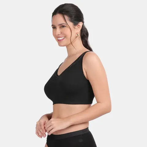 Envie Non-Padded Non-Wired Full Coverage T-Shirt Bra - NVB1056 (Black)