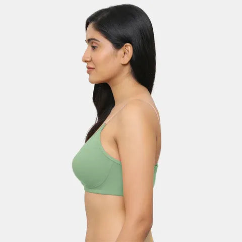 Soft fair green minimiser bra Envie cotton spandex non padded comfortable bra for women