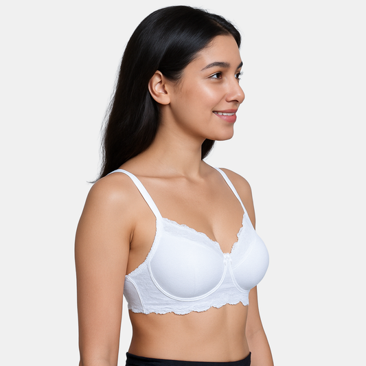Envie Padded Non-Wired 3/4th Coverage Lace Bra - NVB1151 (White)