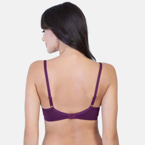 Soft plum T-shirt bra Envie cotton spandex non padded comfortable bra for women