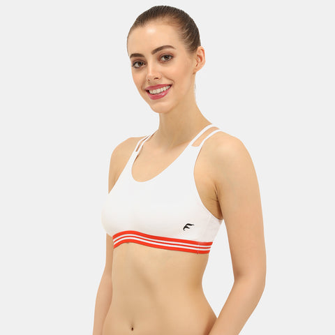 Envie Padded Non-Wired Full Coverage Sports Bra - NVB1069 (White)