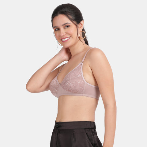 Envie Non-Padded Non-Wired 3/4th Coverage Lace Bra - NVB1133 (Mauve Mist)