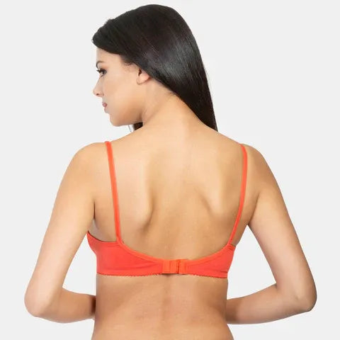 Non padded non wired minimiser bra Envie NVB1001 coral red breathable fabric everyday support bra for women