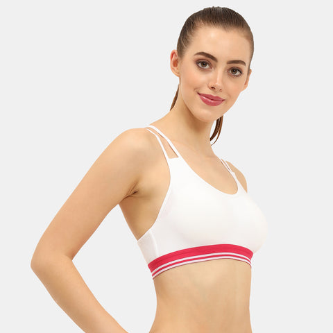 Envie Padded Non-Wired Full Coverage Sports Bra - NVB1069 (White Asso)