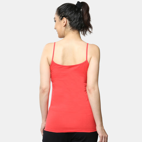 Envie Regular Fit Round Neck Short Length Lace Neckline Camisole - NVC3026 (Red)