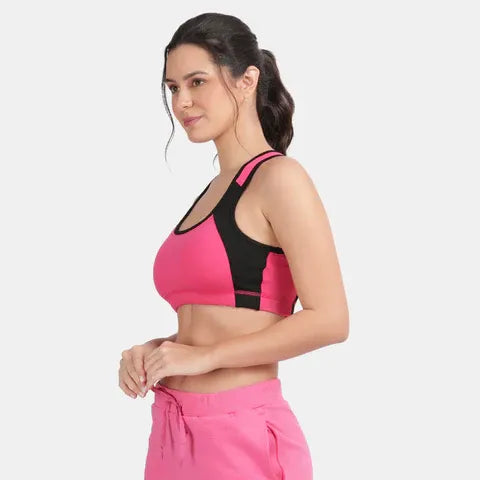 Envie Padded Non-Wired Full Coverage Sports Bra - NVB1051 (Fusia - Black)