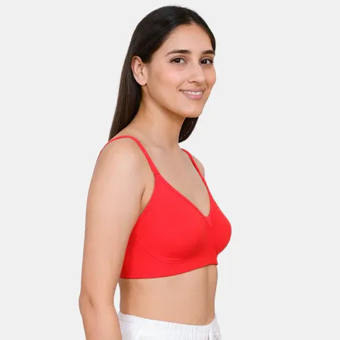 Envie 3/4th coverage minimiser bra true red NVB1139 non padded non wired smooth fit reducing bust appearance bra