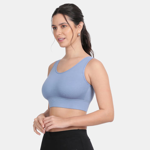Envie Padded Non-Wired Full Coverage Sports Bra With Removable Padding - NVB1127 (Blue)