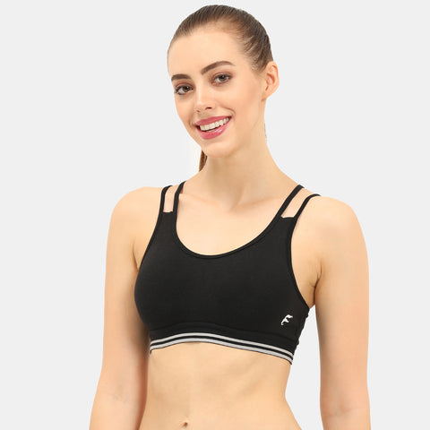 Envie Padded Non-Wired Full Coverage Sports Bra - NVB1069 (Black)