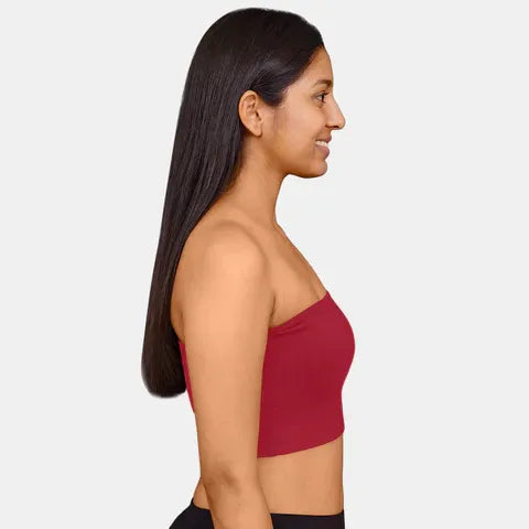 Best dark maroon bandeau bra India Envie NVB1144 non padded non wired medium coverage strapless bra for western wear
