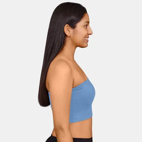 Seamless blue bandeau bra Envie medium coverage lightweight comfortable bra for tube tops and dresses