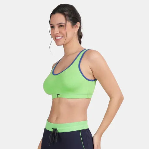 Envie full coverage sports bra green sapphire NVB1055 non wired non padded breathable fabric stretch support activewear bra