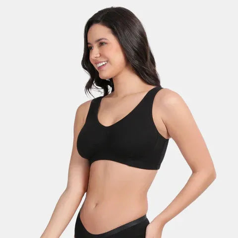 Envie Non-Padded Non-Wired Full Coverage Sleeping Bra - NVB1022 (Black)