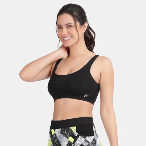 Envie Non-Padded Non-Wired Full Coverage Sports Bra - NVB1054 (Black)