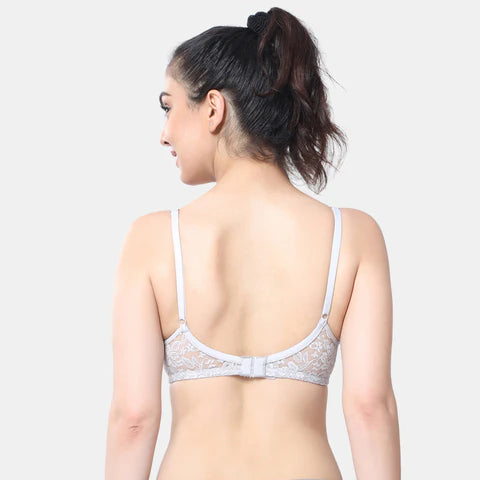 Envie Non-Padded Non-Wired 3/4th Coverage T-Shirt Lace Bra - NVB1090 (Grey Melange)