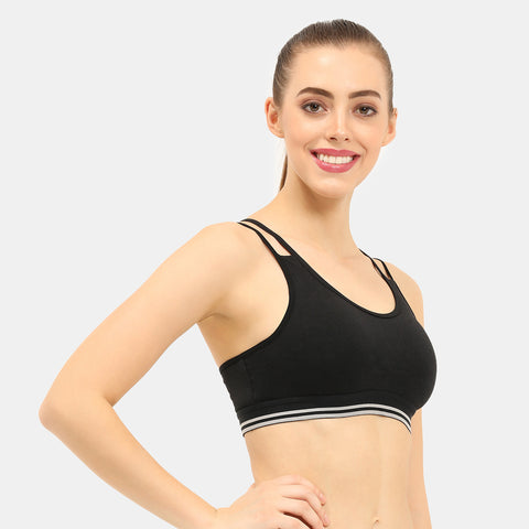 Envie Padded Non-Wired Full Coverage Sports Bra - NVB1069 (Black)