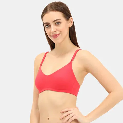 Red t shirt bra Envie non wired non padded full coverage seamless bra invisible under clothes daily wear