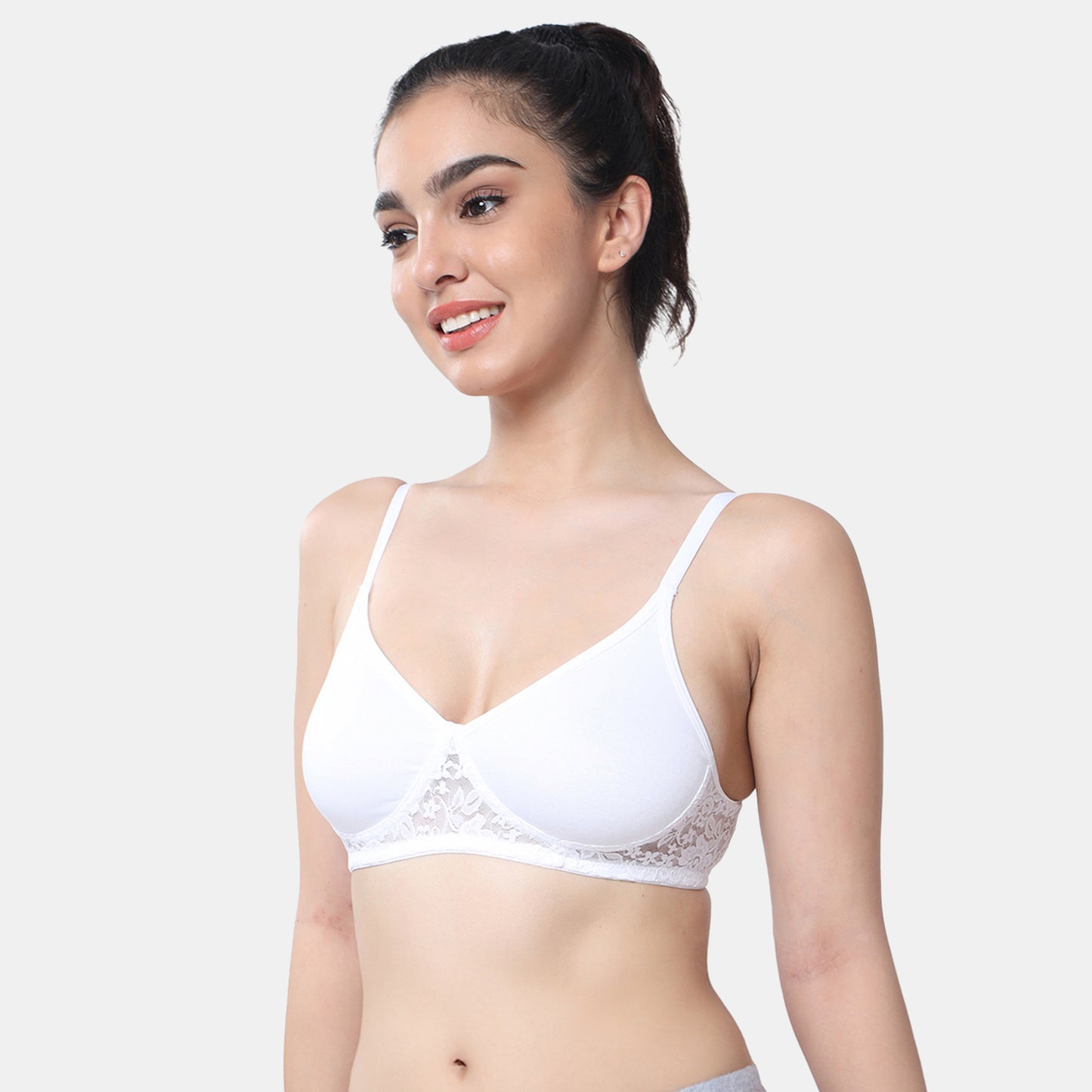 Envie Non-Padded Non-Wired 3/4th Coverage T-Shirt Lace Bra - NVB1090