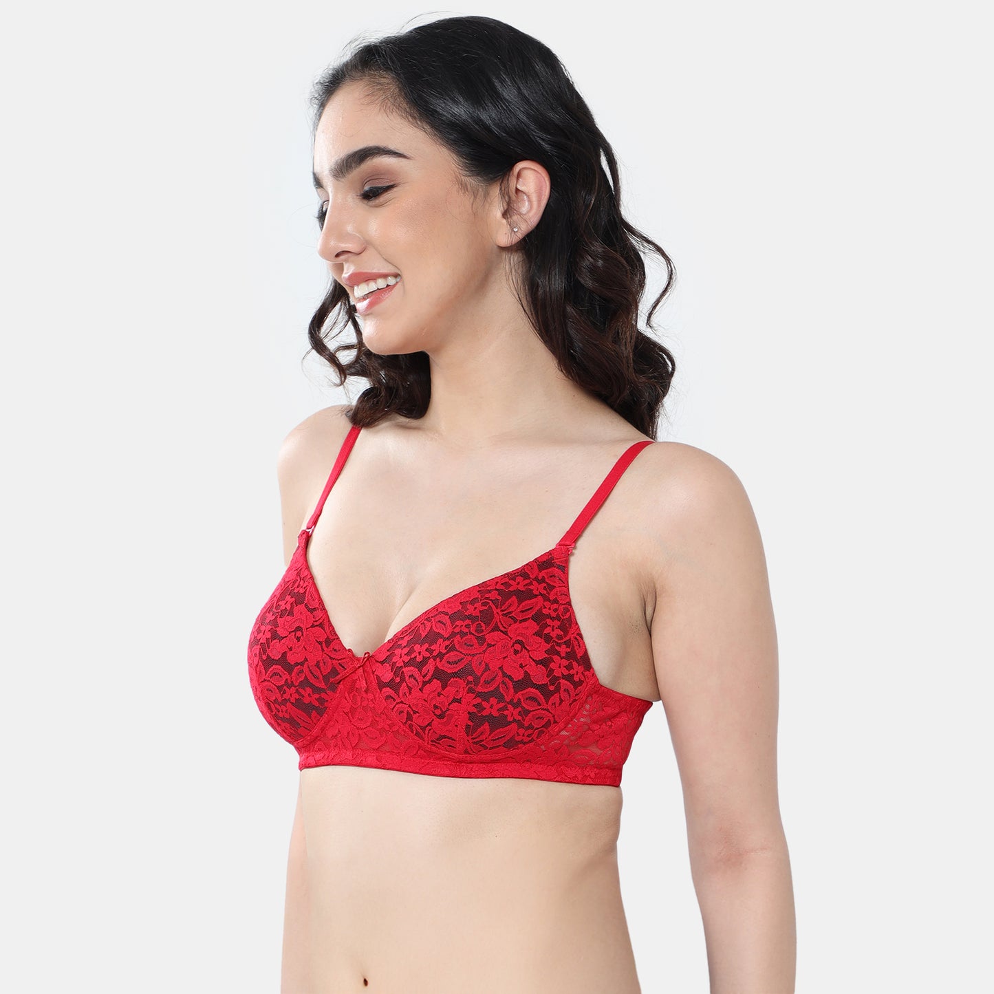 Envie Padded Non-Wired 3/4th Coverage T-Shirt Lace Bra - NVB1118