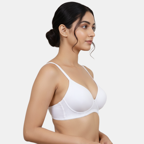 Envie Padded Non Wired Moulded 3/4th Coverage T-shirt Bra - NVB1143 (White)
