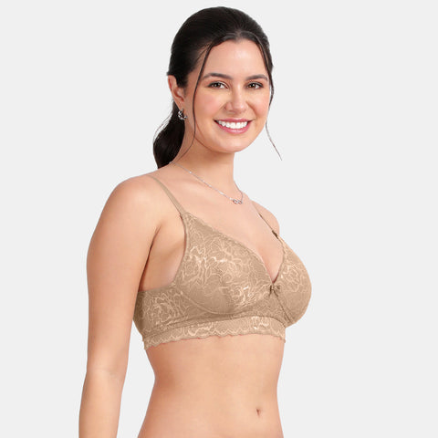 Envie Padded Non-Wired 3/4th Coverage Lace Bra - NVB1131 (Skin)