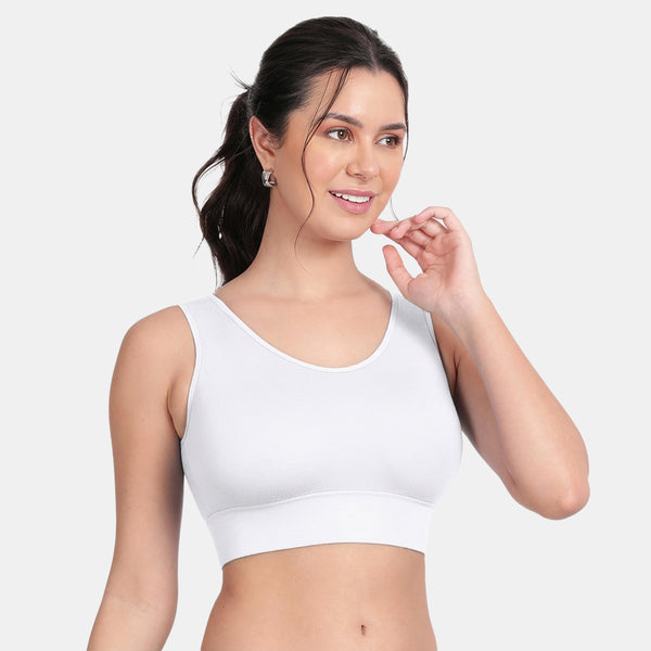 Envie Padded Non-Wired Full Coverage Sports Bra With Removable Padding - NVB1127 (White)