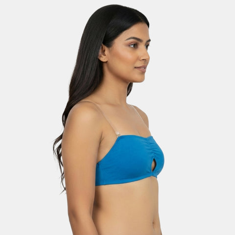 Envie Medium Coverage Bandeau Bra with Transparent Back- NVB1141 (Blue)