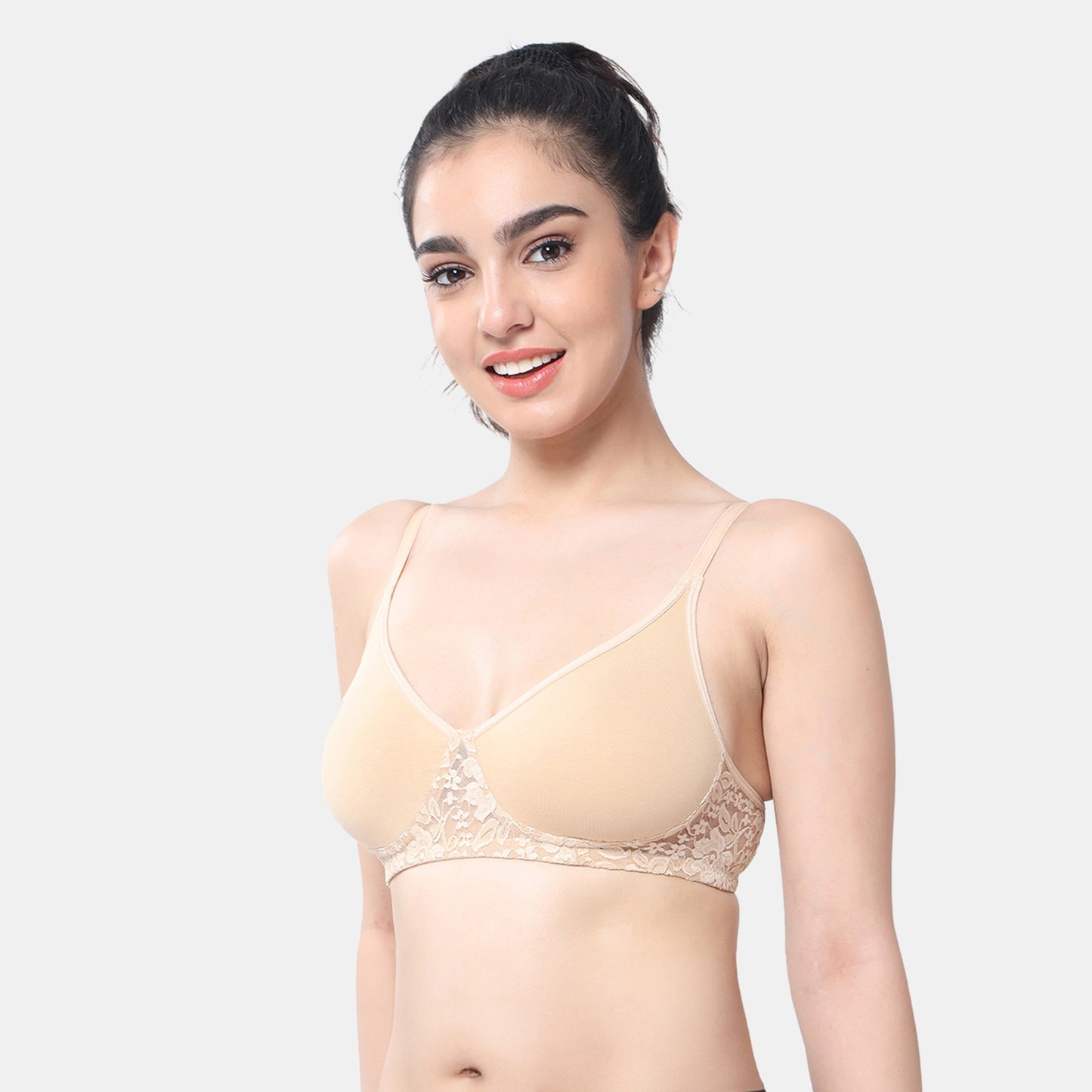 Envie Non-Padded Non-Wired 3/4th Coverage T-Shirt Lace Bra - NVB1090