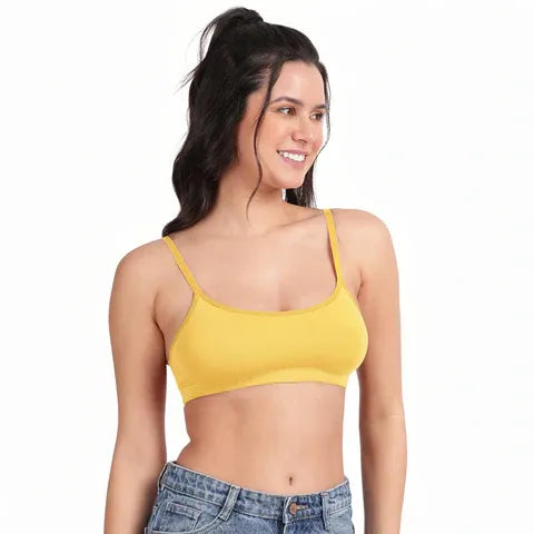 Soft comfortable girls bra yellow Envie full coverage non wired non padded lightweight beginners bra for teens