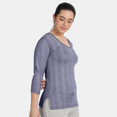 Envie Regular Fit 3/4th Sleeve Thermal Warmer - NVTHTM113 (Navy Melange)