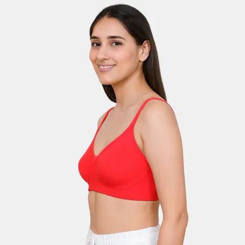 Envie 3/4th coverage minimiser bra true red NVB1139 non padded non wired smooth fit reducing bust appearance bra