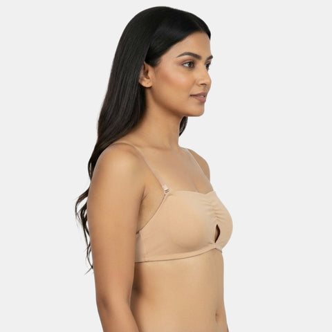 Envie Medium Coverage Bandeau Bra with Transparent Back- NVB1141 (Nude)
