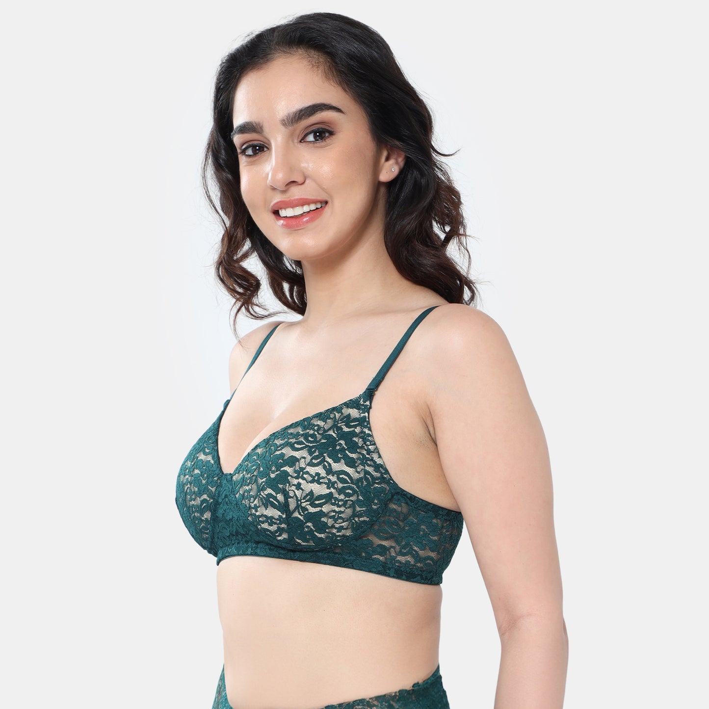 Envie Padded Non-Wired 3/4th Coverage T-Shirt Lace Bra - NVB1118