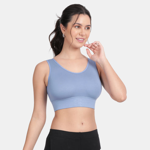 Envie Padded Non-Wired Full Coverage Sports Bra With Removable Padding - NVB1127 (Blue)