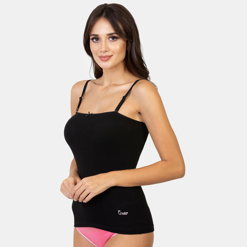 Envie Regular Fit Square Neck Short Length Camisole - NVC3018 (Black)
