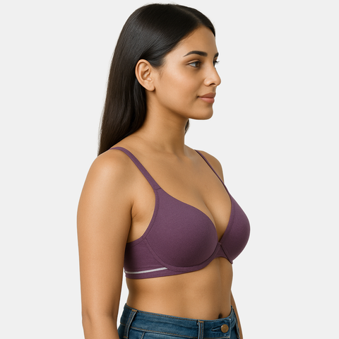 Envie Padded Wired Demi Cup Bra (Pack of 3) - NVBDEMI (Grey Melange -Black- Dark Purple)