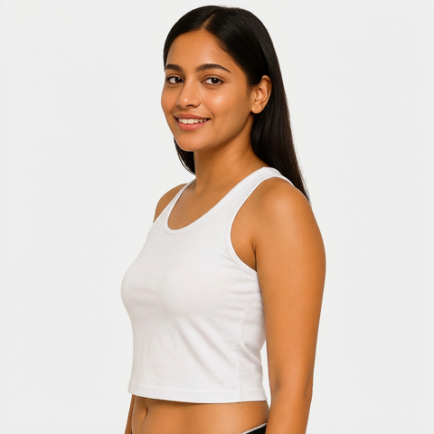 Envie Regular Fit U Neck Short Length Camisole Tank Top - NVC3033 (White)