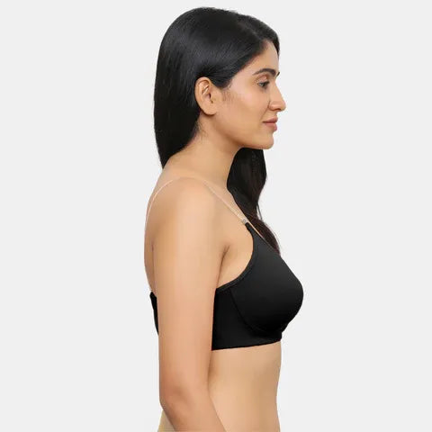 Black 3/4th coverage minimiser bra Envie non padded non wired smooth daily wear lingerie