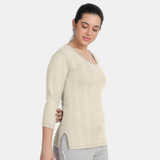 Envie Regular Fit 3/4th Sleeve Thermal Warmer - NVTHTM113 (Grey Melange)