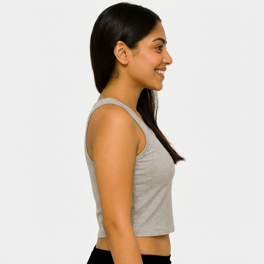 Envie Regular Fit U Neck Short Length Camisole Tank Top - NVC3033 (Grey Melange)