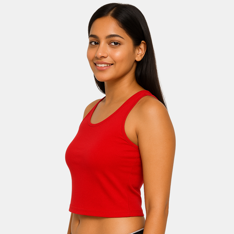 Envie Regular Fit U Neck Short Length Camisole Tank Top - NVC3033 (True Red)