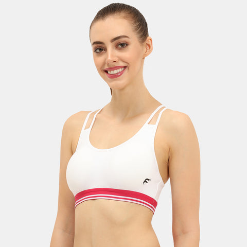 Envie Padded Non-Wired Full Coverage Sports Bra - NVB1069 (White Asso)