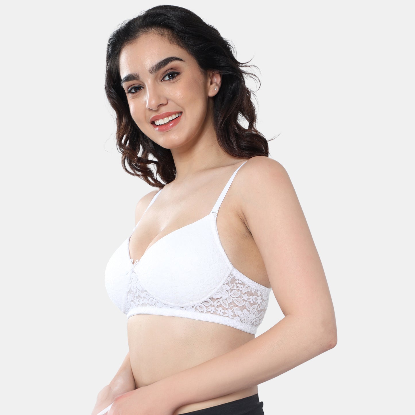 Envie Padded Non-Wired 3/4th Coverage T-Shirt Lace Bra - NVB1118