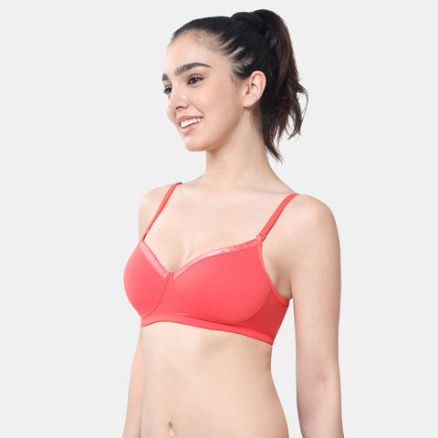 Envie Padded Non-Wired 3/4th Coverage T-Shirt Bra - NVB1007 (Coral Red)