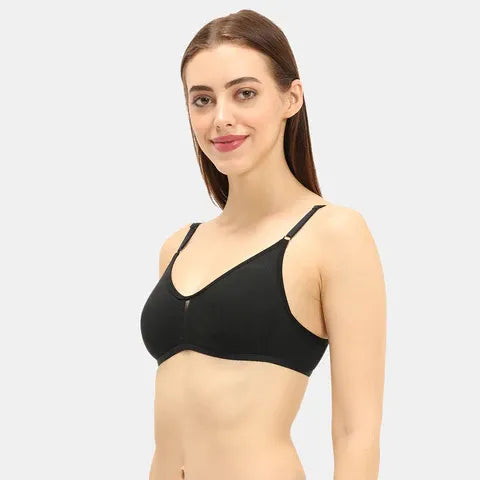 Envie black cotton blend T-shirt bra non padded non wired 3/4th coverage comfort bra