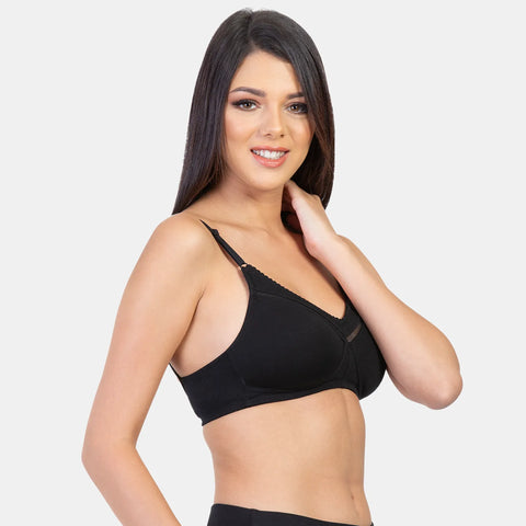 Envie NVB1005 Black and Coral Red Full Coverage Non-Padded Minimizer Bra Pack of 2