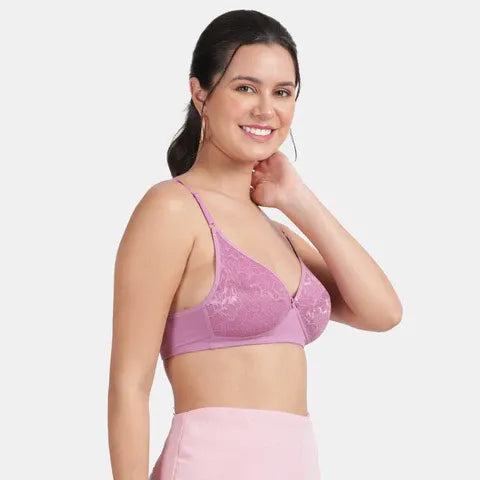 Envie Non-Padded Non-Wired 3/4th Coverage Lace Bra - NVB1133 (Mauve Mist)