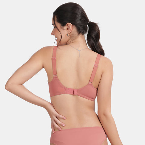 Envie Non-Padded Wired 3/4th Coverage T-Shirt Bra With Low Rise Half Rear Coverage Bikini - ST1132-2060(Mauve Mist)